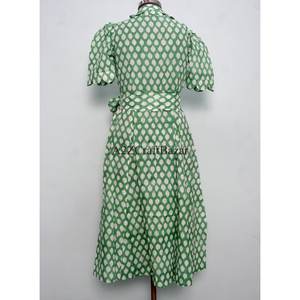 Robes midi moulantes modernes en coton 100% naturel tissé à la main pour femmes, douces, respirantes, écologiques, de haute qualité, à motifs floraux pour tous les jours - Product Image 6