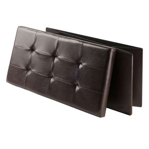 Pouf in finta pelle con sgabelli portaoggetti e prodotti ottomani - Product Image 3