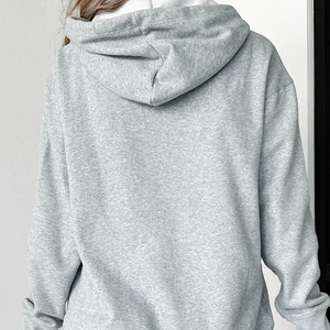 Sudadera con Capucha para Mujer, Color Sólido, Manga Larga, Tejido de Algodón y Felpa, Informal, para Otoño, con Bolsillos - Product Image 3
