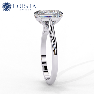 Bague de fiançailles solitaire en diamant radiant cultivé en laboratoire, plaqué or 18 carats, certifié IGI, bijoux de luxe pour femmes, mariage et cadeau - Product Image 3