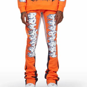 Conjunto de Chándal con Capucha Naranja Personalizado para Hombre, Estampado con Calaveras, Estilo Urbano, Corte Holgado, Largo Completo, Ropa de Otoño - Product Image 6