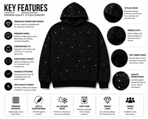 Men's Rhinestone Fleece <b>Hoodie</b> Winter Pullover Hooded Sweatshirt Starry <b>Galaxy</b> Streetwear Custom Casual Fashion <b>Hoodie</b> - Product Image 4