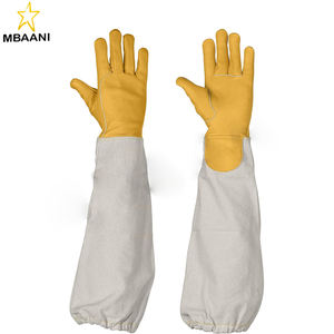 ถุงมือเลี้ยงผึ้งหนังวัวพร้อมแขนเสื้อยาวสำหรับผู้เลี้ยงผึ้งมืออาชีพ - Product Image 1