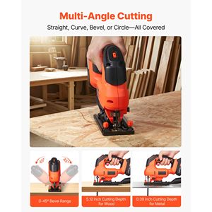 Seghetto Alternativo a Batteria 20V con Luce LED, 3000 SPM, 6 Velocità Variabili, 0-45 Gradi, con Batteria e Caricabatterie - Product Image 1