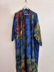 Kimono largo de seda crepé reciclada surtida para mujer, estilo vintage, tipo sari - Product Image 1