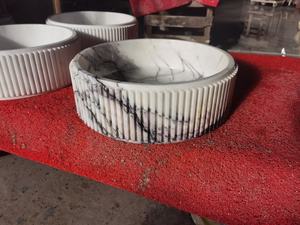 High Quality Luxury Polished Real White Marble Stone Round Countertop Wash <b>Basin</b> Sink for Hotels and Villas - Product Image 3