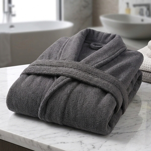Luxury Cotton Velour Bathrobe Plush Absorbent Terry Interior Unisex Hotel Spa Dressing Gown Custom Logo Embroidery Private Label - Product Image 1