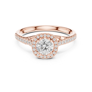 Bague de bureau pour femme en or rose 14 carats avec diamant de laboratoire rond |   Nouveau diamant cultivé - Product Image 1