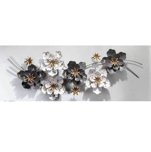 Arte Metálico Decorativo de Pared con Diseño Floral Blanco y Gris, Decoración de Pared para el Hogar, Estilo Moderno, Precio de Exportación - Product Image 1