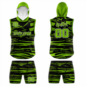 Custom Sublimated Printed Breathable Quick Dry 100% Polyester Adults 7v7 <b>Football</b> Uniform Sleeveless Hooded <b>Shirt</b> Compression - Product Image 5