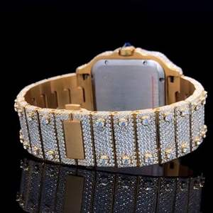 Reloj de Joyería Hip Hop con Diamantes Moissanite Cultivados en Laboratorio, Corte Redondo VVS, Correa de Goma, Reloj Mecánico Hecho a Mano - Product Image 3