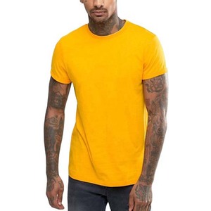T-shirts style urbain pour hommes, manches courtes, couleur jaune, en coton respirant, grandes tailles, col rond, coupe ajustée, chemises pour hommes 2025 - Product Image 4