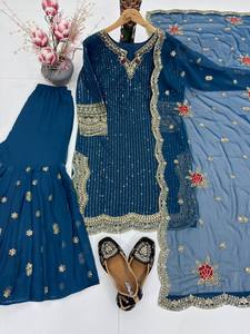 Presenting New Designer Party Wear Siqunce Work Top-Plazzo And Dupatta Set - Product Image 5
