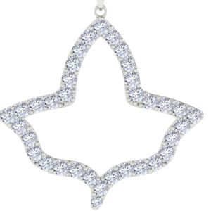 Large Silver Leaf <b>Necklace</b> White Crystal Pendant Women Elegant Fashion Jewelry <b>Statement</b> <b>Necklace</b> Gift Accessory Daily Wear - Product Image 5
