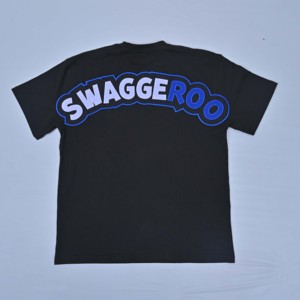 Swaggeroo Camisetas informales negras con estampado de letras y logotipo frontal para hombre, camisetas de manga corta con cuello redondo, corte regular, jersey de algodón para todas las estaciones, para exteriores - Product Image 2