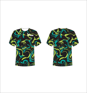 Camiseta de Manga Corta para Hombre, Diseño Sublimado, Cuello Redondo, Color Negro, Verde y Azul, Estilo Casual, Secado Rápido, Corte Regular - Product Image 1