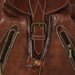 Sac à dos léger en cuir véritable marron pour homme Biyadina Premium, style classique, fermeture éclair, design tendance, intemporel - Product Image 4