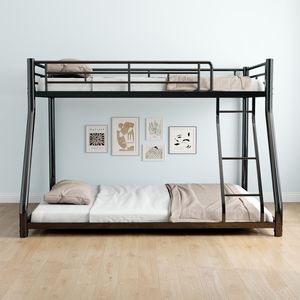 Letto a Castello in Metallo Resistente con Struttura a Due Piazze (Full over Twin) con Ringhiera a Tutta Lunghezza e Scala, Letti in Metallo di Qualità Premium - Product Image 5
