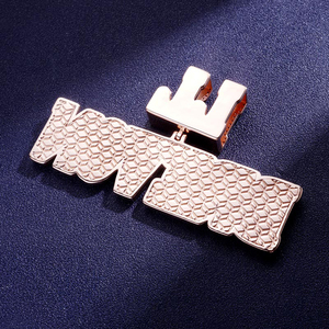Hip hop iced out 14kt custom made letter pendant two tone custom bail made in lab diamonds - Product Image 3