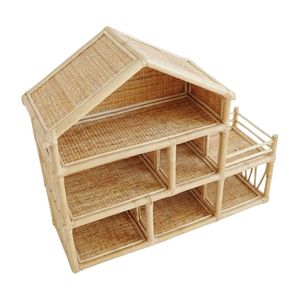 Maison de poupée en rotin naturel pour filles, meubles de maison de poupée, maison de poupée à l'échelle 1/2, grande maison de poupée en gros - Product Image 2