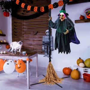 Strega Animatronica di Halloween su Scopa 7 Piedi con Luci LED - Product Image 4