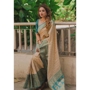 Sari tissé en tissu pur Zari de qualité supérieure de Rupali Bhosle avec des tissages contrastés, robes de soirée élégantes 0,7g - Product Image 5