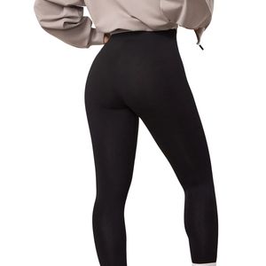 Black Jersey Legging Women High Waist Stretch Fitness <b>Tights</b> Soft Touch Workout Yoga Pants Athletic Activewear Everyday Comfort - Product Image 2
