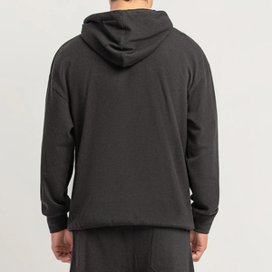 Sudadera con Capucha Negra para Hombre, Corte Regular, Forro Polar, Estilo Casual, Bolsillo Canguro, Tejido Suave, Ecológica, Ropa Urbana de Invierno - Product Image 4