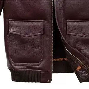 Veste en cuir d'hiver pour homme avec doublure en fourrure, fermeture éclair, coupe-vent, style motard, cuir véritable épais, manteau chaud AI-LJ-021 - Product Image 5