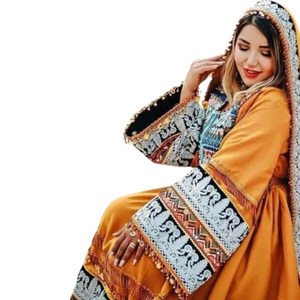 Último Diseño de Moda en Ropa Femenina, Vestidos Bohemios Tribales Afganos Vintage, Precio al por Mayor, Vestido Negro Dorado para Mujer - Product Image 4