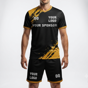 ชุดเสื้อฟุตบอลแบบใหม่ ออกแบบเองได้ คอวี ผ้าโพลีเอสเตอร์ 100% สกรีนลายตามสั่ง พร้อมชื่อและหมายเลขทีมของคุณ - Product Image 6