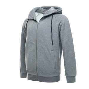 Sudadera con Capucha Gris para Hombre, Cierre de Cremallera, Corte Regular, Felpa, Informal, para Otoño, 100% Algodón Tejido, Color Sólido - Product Image 2