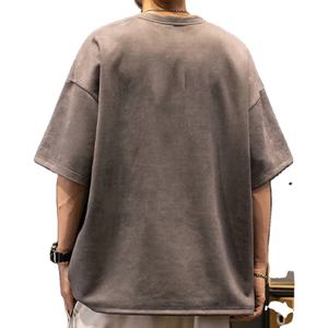 Camiseta de punto de algodón orgánico 100% para hombre, corte oversize, lavada, manga corta, hombros caídos, antiarrugas, transpirable - Product Image 6