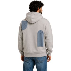 Sweat à capuche gris personnalisé pour homme en molleton de coton épais, broderie géométrique, style streetwear, fabricant de marque privée - Product Image 2
