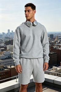 Shorts de survêtement gris pour homme avec cordon de serrage, décontractés, athlétiques, style bermuda, avec poches latérales, en tissu tricoté respirant, taille mi-haute - Product Image 6