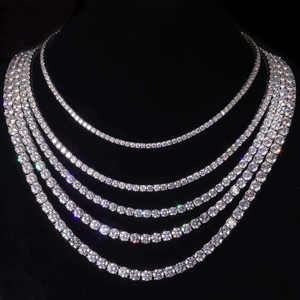 Chaîne tennis en diamant rond de 4 mm, multicolore, collier en or unisexe, chaîne tennis en diamant cultivé en laboratoire, collier en or de 16 à 26 pouces - Product Image 3