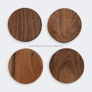 Sous-verres en bois d'acacia poli écologique en gros, avec logo personnalisé, pour la décoration de tables de mariages et de fêtes - Product Image 2