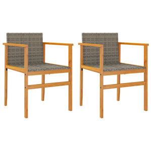 Chaise de jardin en bois d'acacia solide avec le rotin gris de PE et les biens en acier Poudre-enduits et élégants - Product Image 1