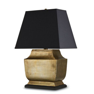 Lámparas de estilo vintage con acabado martillado para decoración de sala de estar, lámpara de mesa con base de latón texturizado único y pantalla de lino negro, iluminación para hoteles. - Product Image 1