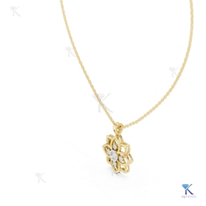 จี้เพชรเลี้ยงในห้องปฏิบัติการ ลายดอกไม้ฉลุลาย สร้อยคอทองคำแท้ 14K 18K สำหรับผู้หญิง ดีไซน์ดอกบัว ผู้ผลิตเครื่องประดับขายส่ง - Product Image 5