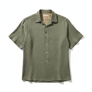 เสื้อเชิ้ตแขนสั้นผู้ชายพรีเมียมสำหรับฤดูร้อน ลายปัก คอตั้ง ผ้าฝ้ายเจอร์ซีย์ 100% แห้งเร็ว เป็นมิตรกับสิ่งแวดล้อม ระบายอากาศได้ดี - Product Image 1