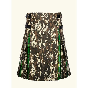 Kilt hybride de haute qualité pour homme en coton à motif camouflage numérique et tartan irlandais - Product Image 2