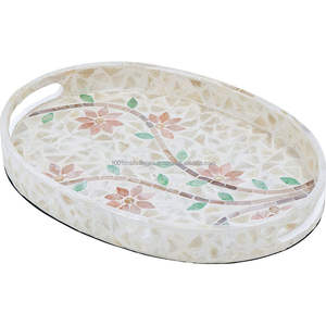 Plateau en nacre écologique, fabriqué à la main, mosaïque de coquillages, plaque décorative pour hôtel, fournitures de resort, léger et durable - Product Image 1