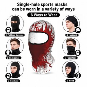 Splendid Apparel Unisex Adult <b>Balaclava</b> Face Mask Red White Splatter Print Digital Printing Outdoor Full Coverage 58-60CM 100% - Product Image 4