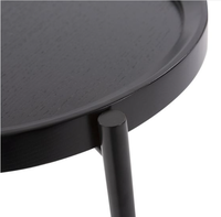 Table basse ronde moderne en métal noir avec plateau d'appoint, durable et facile à nettoyer pour salon et chambre à coucher