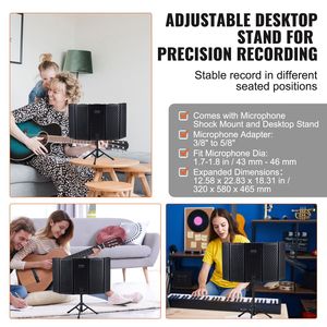 Scudo di isolamento per microfono a 5 pannelli per la registrazione da Studio con filtro Pop per treppiede Desktop 3/8 "5/8" accessorio per microfoni - Product Image 3