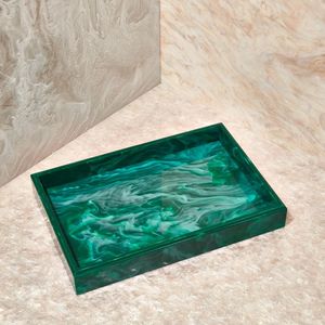 Elegante Bandeja Rectangular Multifuncional Hecha a Mano de Resina, Plato Decorativo de Lujo, Decoración Moderna para el Hogar, Mesa de Centro - Product Image 6