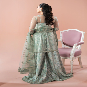 Robe de mariée élégante en soie verte Salwar Kameez, longueur au sol, pour femmes, style Inde Pakistan, robes de soirée pour femmes, tenues de cérémonie - Product Image 5