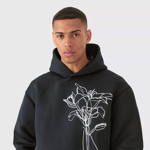 Sudadera con Capucha Negra para Hombre, Diseño Gráfico, Estilo Casual, Holgada, Streetwear - Product Image 2
