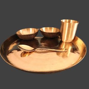 Juego de Vajilla de Bronce Kansa Resistente con Platos, Tazones, Vasos y Cucharas para Uso Diario y Festivo - Product Image 2